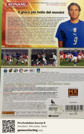 Pro Evolution Soccer 6 Xbox 360, Italy box back