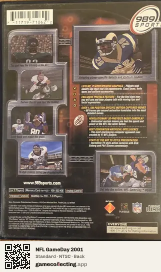NFL GameDay 2001 PlayStation 2, NTSC box back