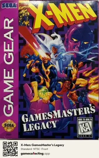X-Men: GamesMaster's Legacy Sega Game Gear, NTSC box front