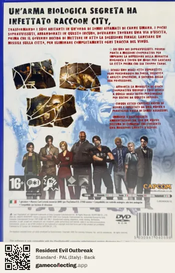 Resident Evil Outbreak PlayStation 2, Italy box back