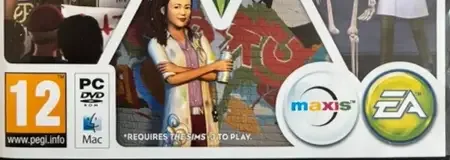 The Sims 3: University Life, the PEGI square on its front