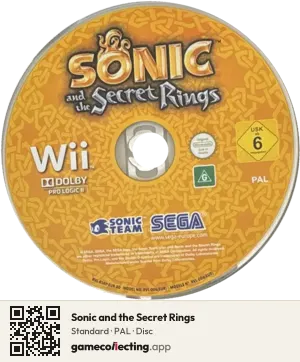 Sonic and the Secret Rings Nintendo Wii, PAL disc