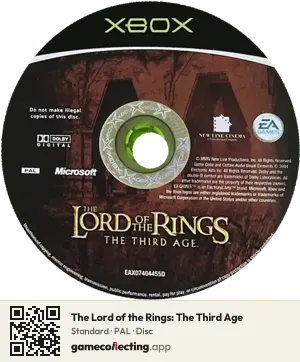 The Lord of the Rings: The Third Age Xbox, PAL disc