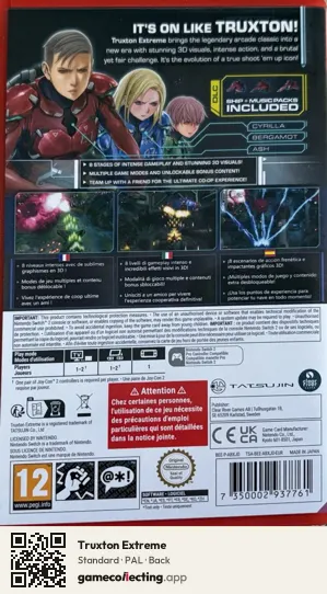 Truxton Extreme Nintendo Switch 2, PAL box back