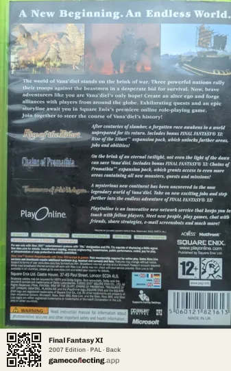 Final Fantasy XI Xbox 360, PAL box back