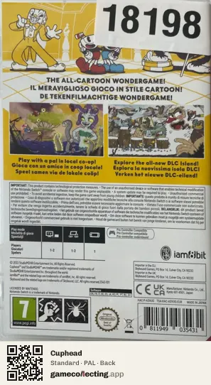 Cuphead Nintendo Switch, PAL box back