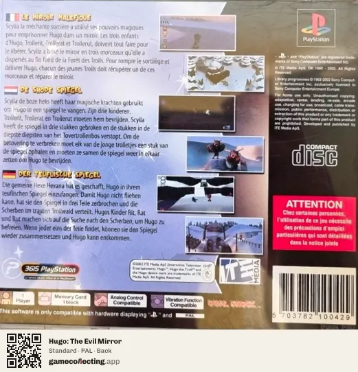 Hugo: The Evil Mirror PlayStation, PAL box back