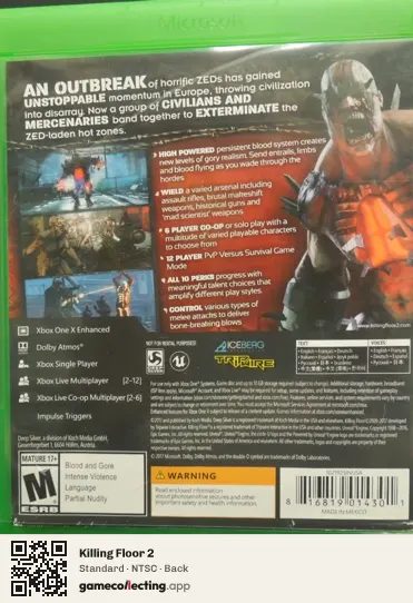 Killing Floor 2 Xbox One, NTSC box back