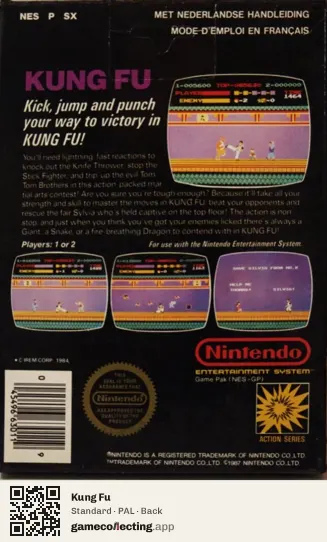 Kung Fu Nintendo Entertainment System, PAL box back