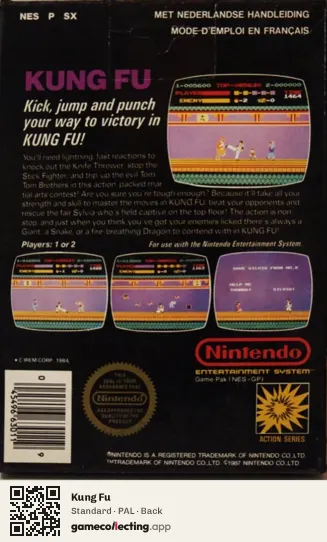 Kung Fu Nintendo Entertainment System, PAL box back