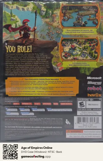 Age of Empires Online Computer, NTSC box back