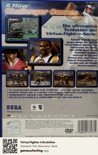 Virtua Fighter 4 Evolution PlayStation 2, Germany box back