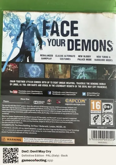 DmC: Devil May Cry Xbox One, Italy box back