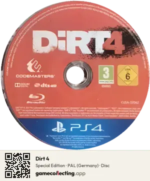 Dirt 4 PlayStation 4, PAL disc