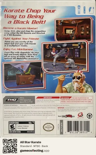 All Star Karate Nintendo Wii, NTSC box back