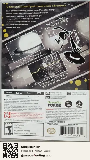 Genesis Noir Nintendo Switch, NTSC box back