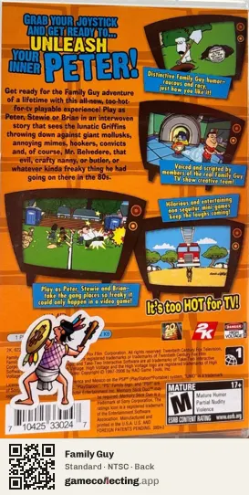 Family Guy PlayStation Portable, NTSC box back