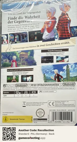 Another Code: Recollection Nintendo Switch, Germany box back