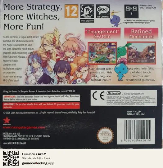 Luminous Arc 2 Nintendo DS, PAL box back
