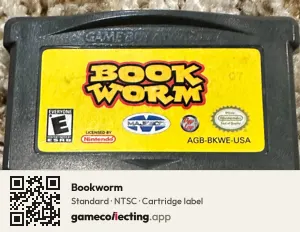 Bookworm Game Boy Advance, NTSC cartridge label
