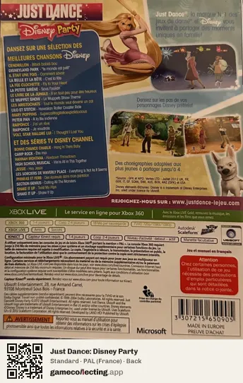 Just Dance: Disney Party Xbox 360, France box back