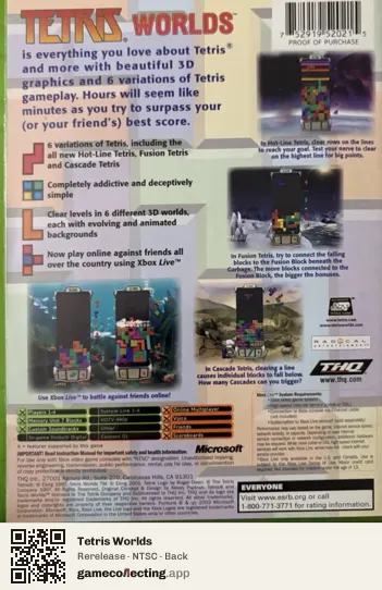Tetris Worlds Xbox, NTSC box back