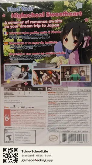 Tokyo School Life Nintendo Switch, NTSC box back