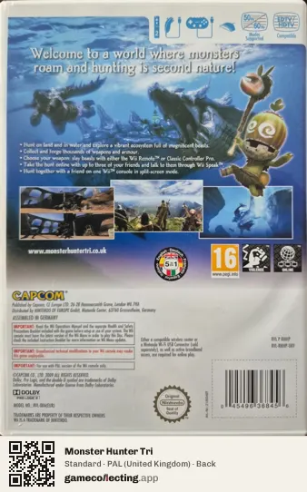 Monster Hunter Tri Nintendo Wii, United Kingdom box back