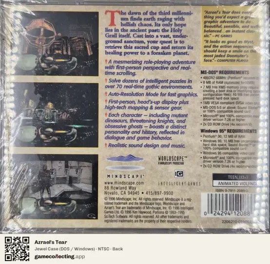 Azrael's Tear Computer, NTSC box back