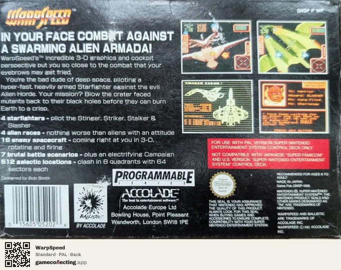 WarpSpeed Super Nintendo Entertainment System, PAL box back