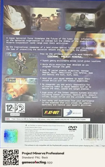 Project Minerva Professional PlayStation 2, PAL box back