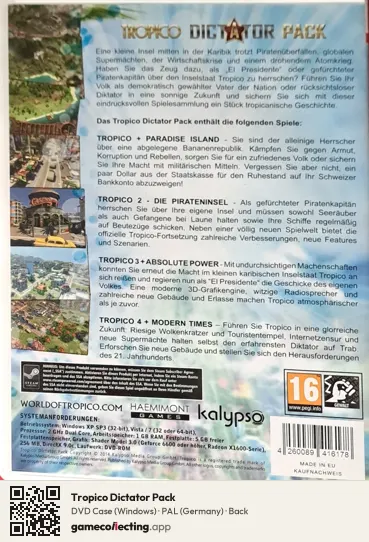 Tropico Dictator Pack Computer, Germany box back