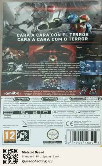 Metroid Dread Nintendo Switch, Spain box back