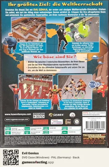 Evil Genius Computer, Germany box back