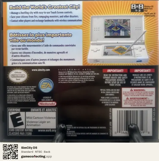 SimCity DS Nintendo DS, NTSC box back