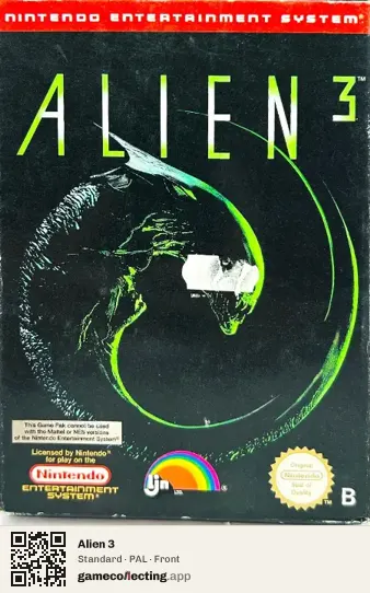 Alien 3 Nintendo Entertainment System, PAL box front