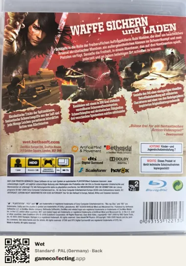 Wet PlayStation 3, Germany box back
