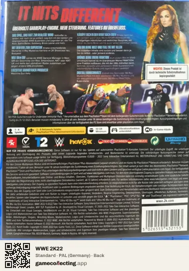 WWE 2K22 PlayStation 5, Germany box back