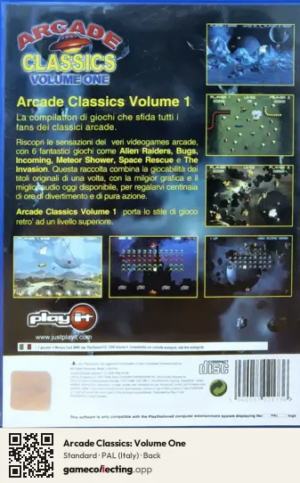 Arcade Classics: Volume One PlayStation 2, Italy box back