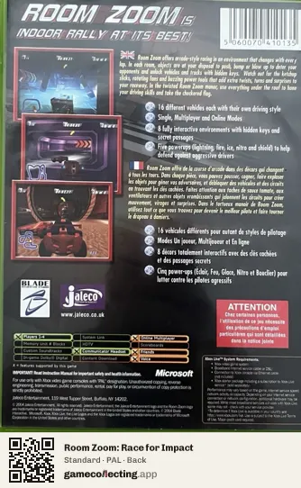 Room Zoom: Race for Impact Xbox, PAL box back