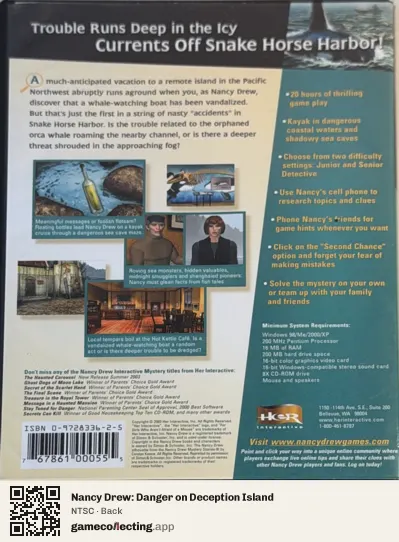 Nancy Drew: Danger on Deception Island Computer, NTSC box back