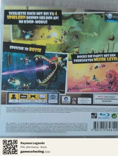 Rayman Legends PlayStation 3, Germany box back