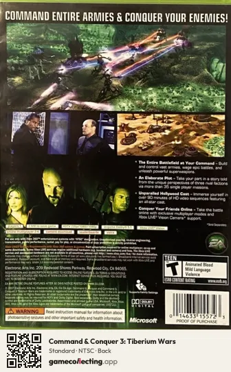 Command & Conquer 3: Tiberium Wars Xbox 360, NTSC box back