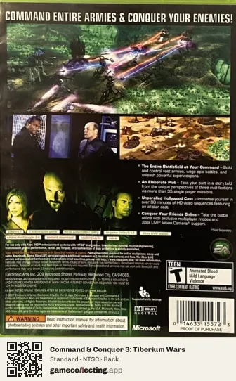 Command & Conquer 3: Tiberium Wars Xbox 360, NTSC box back