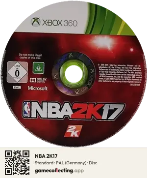 NBA 2K17 Xbox 360, PAL disc