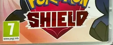 Pokémon Shield, the PEGI square on its front