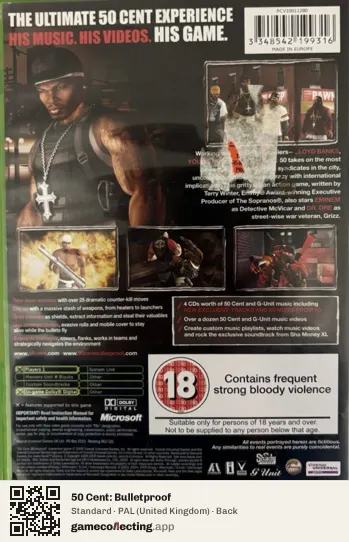50 Cent: Bulletproof Xbox, United Kingdom box back