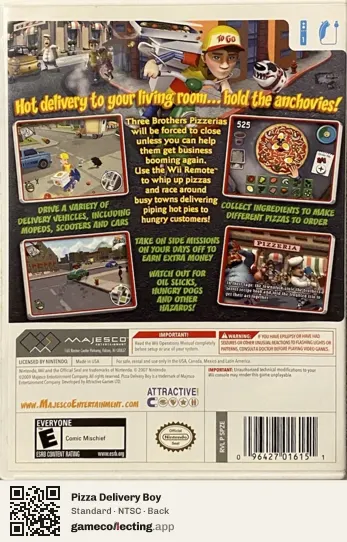 Pizza Delivery Boy Nintendo Wii, NTSC box back