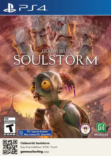 Oddworld: Soulstorm PlayStation 4, NTSC box front