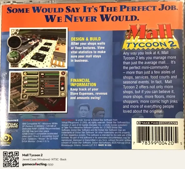 Mall Tycoon 2 Computer, NTSC box back